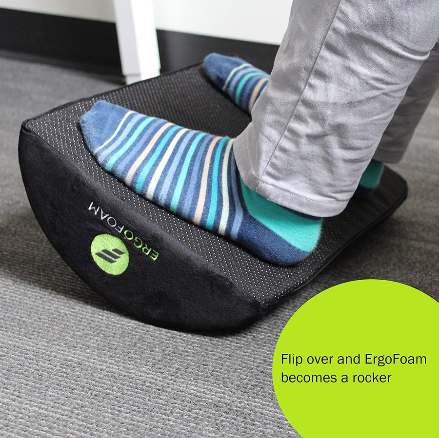 ErgoFoam Ergonomic Foot Rest Under Desk - Premium Velvet Soft Foam Footrest  for Desk - Most Comfortable Desk Foot Rest in The World for Lumbar, Back
